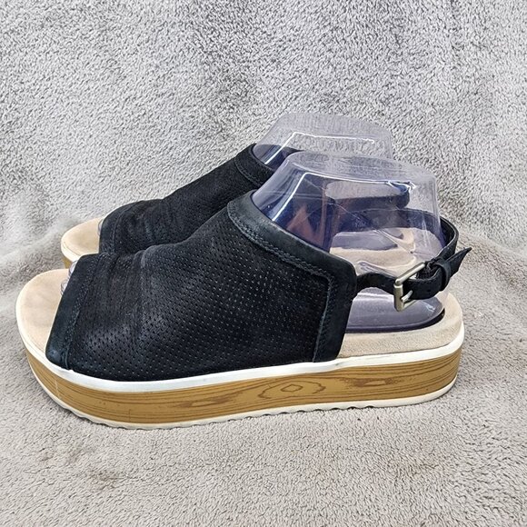 Naya Shoes Womens Size 7.5 Black Leather Open Toe Sandals - Picture 1 of 12